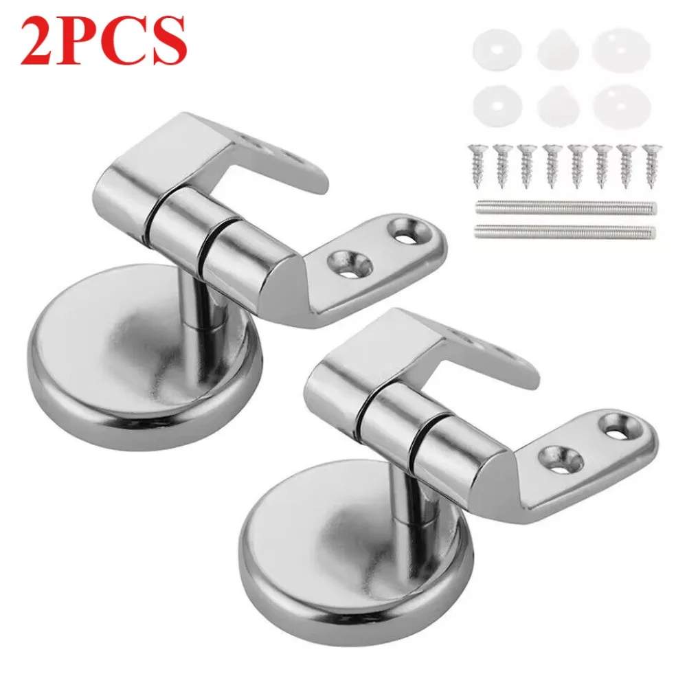 Chrome Zinc Alloy Toilet Seat Hinges Replacement Set Universal Heavy Duty Mounting Hardware One Pair Bathroom Fittings