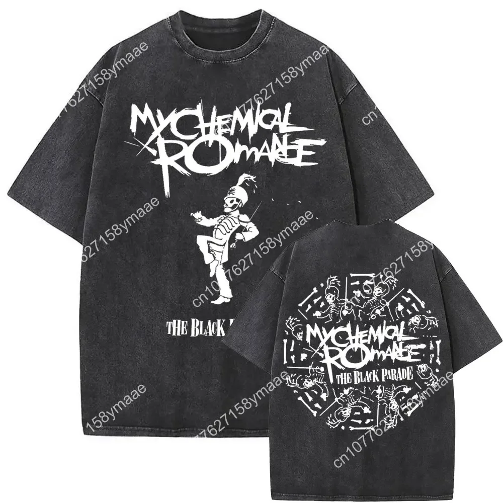 Washed Vintage Rock Band My Chemical Romance Long Live The Black Parade Graphic T Shirt Men Women Oversized Punk Emo T-shirts