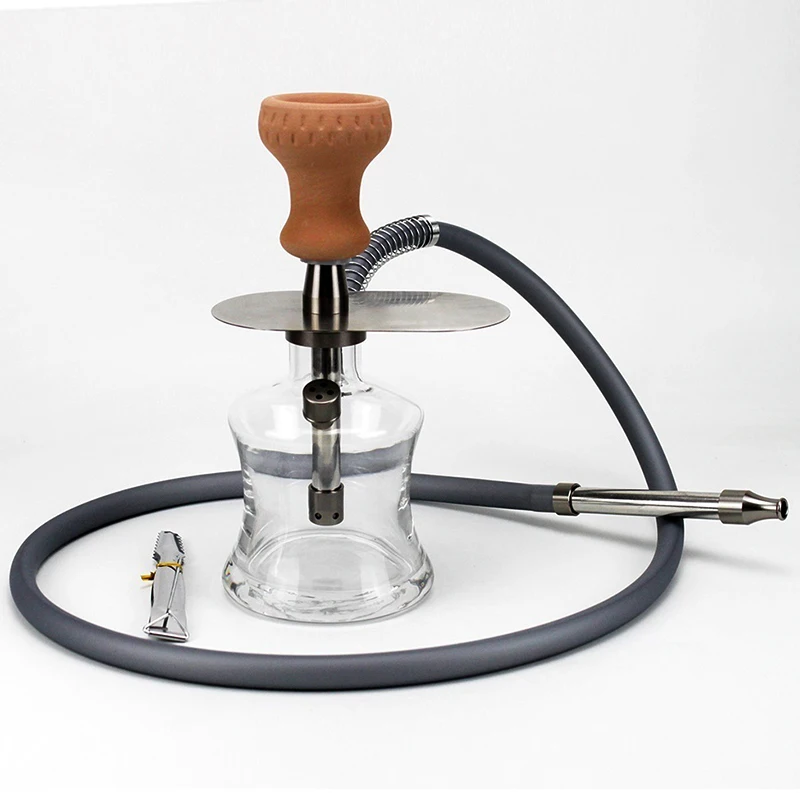 Hookah Set Portable Shisha Set Small Glass Hookah With Travel Bag Metal Steel Tray Narguile Cachimba Water Pipe