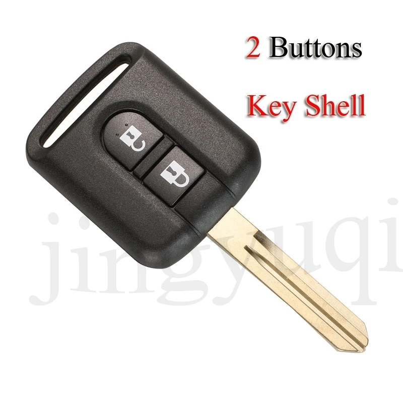 

jingyuqin 10pcs/Lot Remote Car Key Shell For Nissan Elgrand X-TRAIL Qashqai Navara Micra Note NV200 2 Buttons Key Case Fob