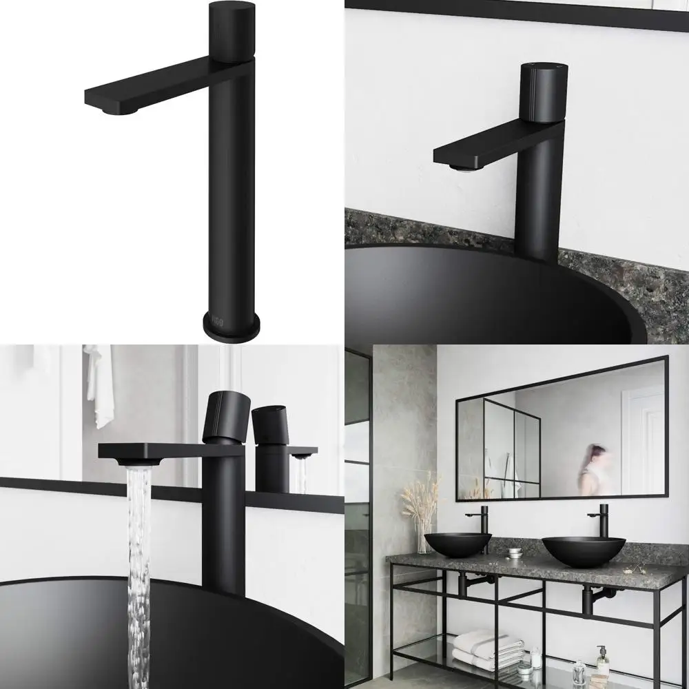 12 Inch Matte Black Single Handle Vessel Bathroom Faucet with Single-Hole Installation Option for Modern Style