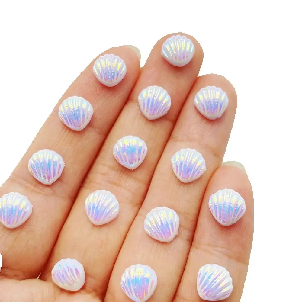 100 Stück Harz 3D Niedliche Mini AB Bunte Muschel-Nagelsteine mit Flacher Rückseite Scrapbook DIY Hochzeits-Applikationen Deko Schmuckzubehör