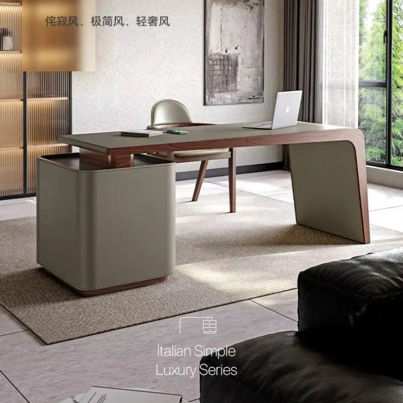 Solid wood light luxury living room computer retractable Italian minimalist desk