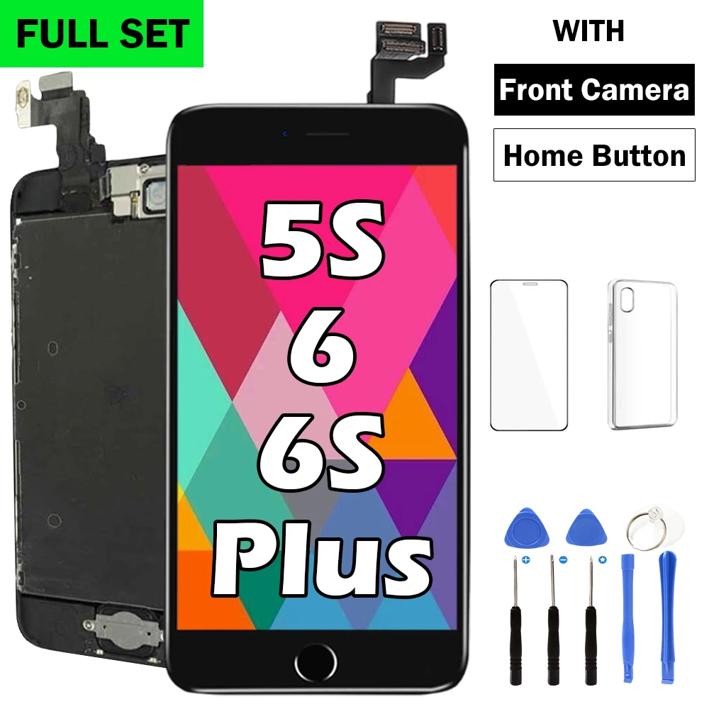 

Complete Display For iPhone 5S 6 6S Plus 6P 6SP LCD Screen Full Set Replacement Touch Digitizer Assembly with Front Camera