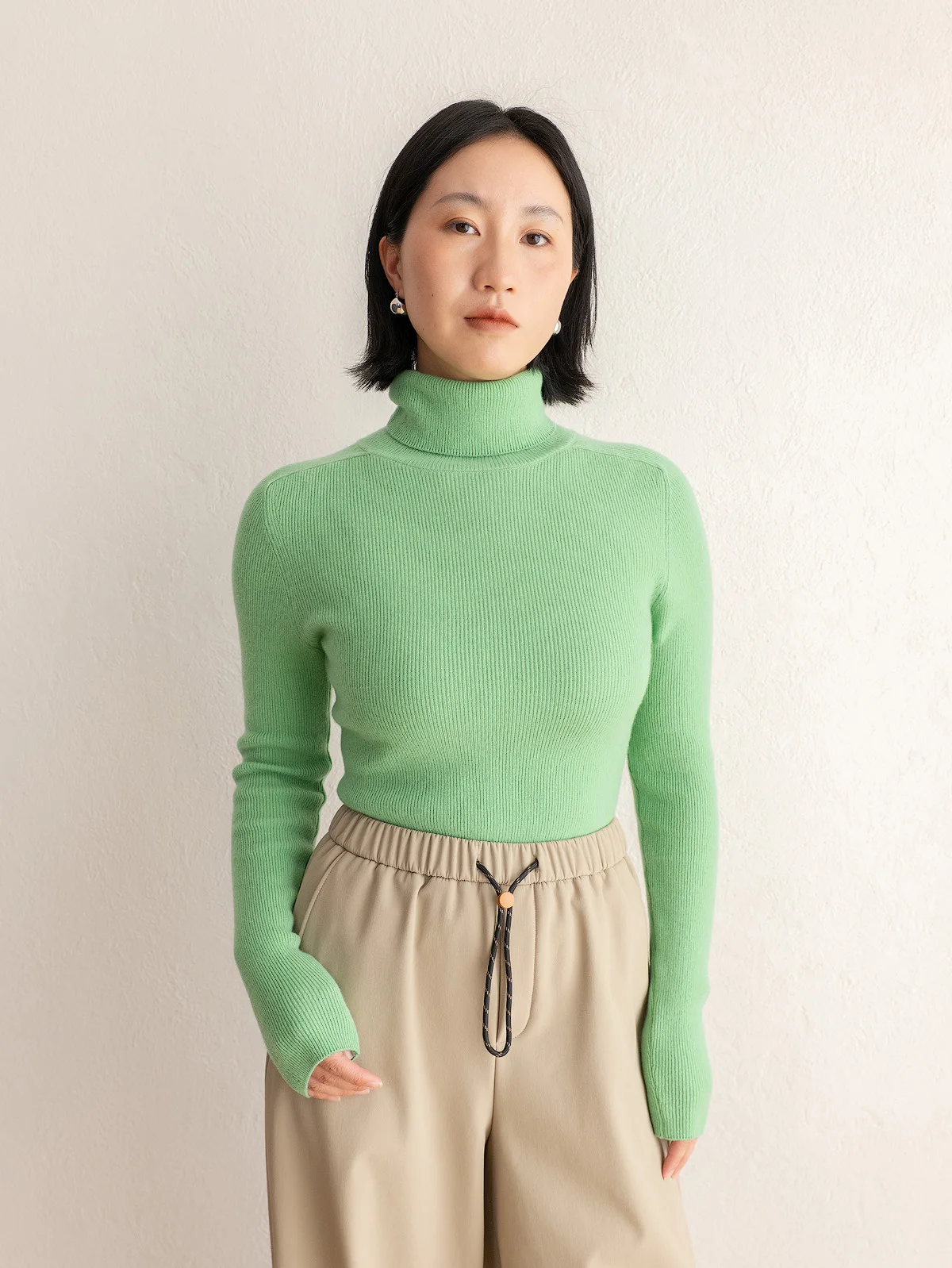 

Женский утепленный зимний свитер JENUNIQUE с высоким воротником из чистой шерсти, облегающий, красный, для ношения под одеждой, мягкий, с длинными рукавами, шерстяной