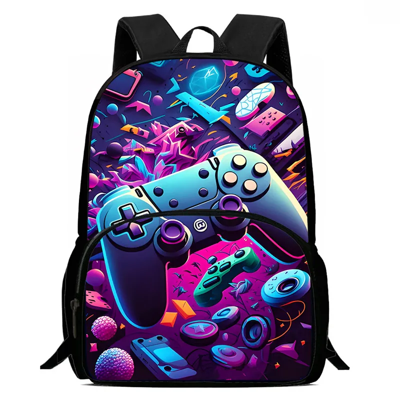 

Child School Backpack with Front Pocket,Cartoon Game con-tro-ller Child School Bags for Boys,Durable Kids Bag for Pupil Students