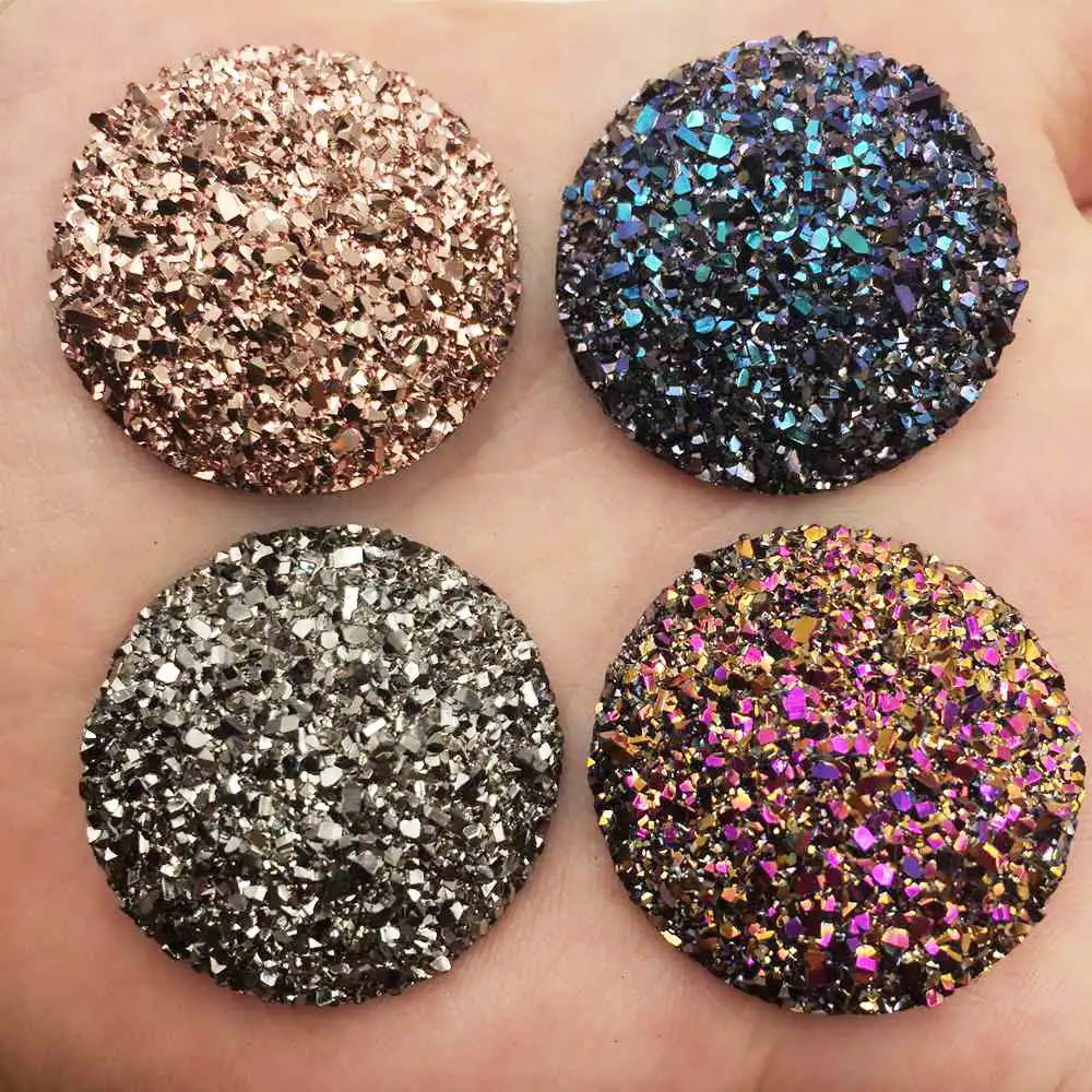 New 8PCS AB Resin 30mm Ore Round Crystal Gem Flatback Rhinestone Buttons Accessories DIY Wedding Appliques Craft G68*2