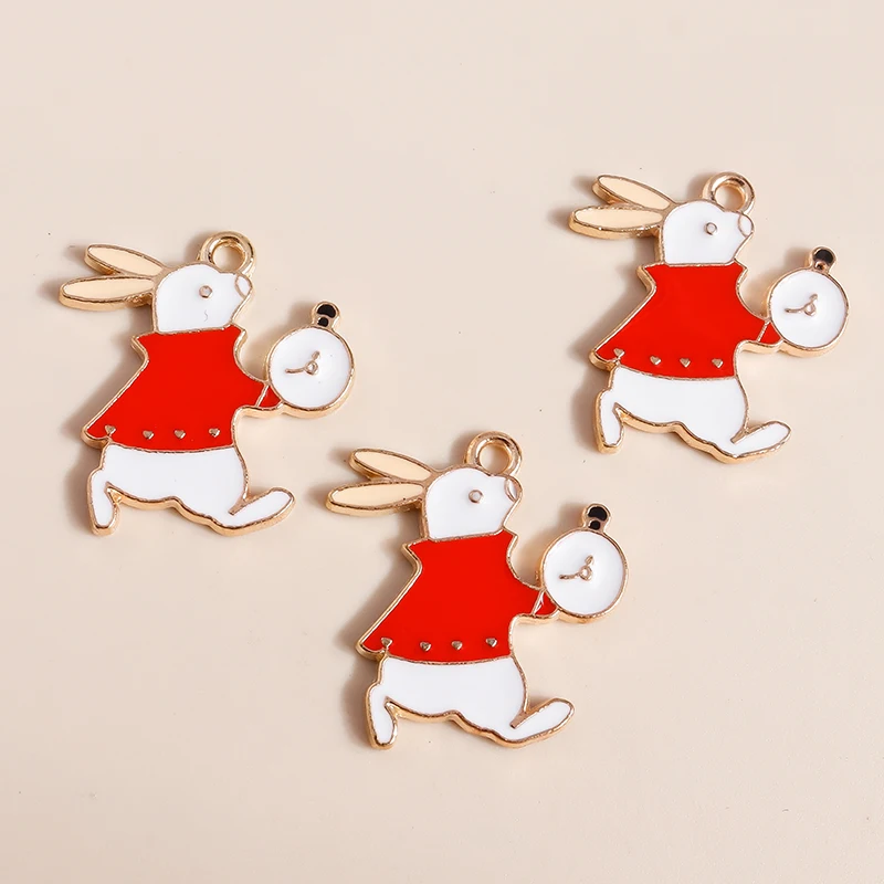 10pcs Enamel Mini Rabbit Charms for DIY Jewelry Making