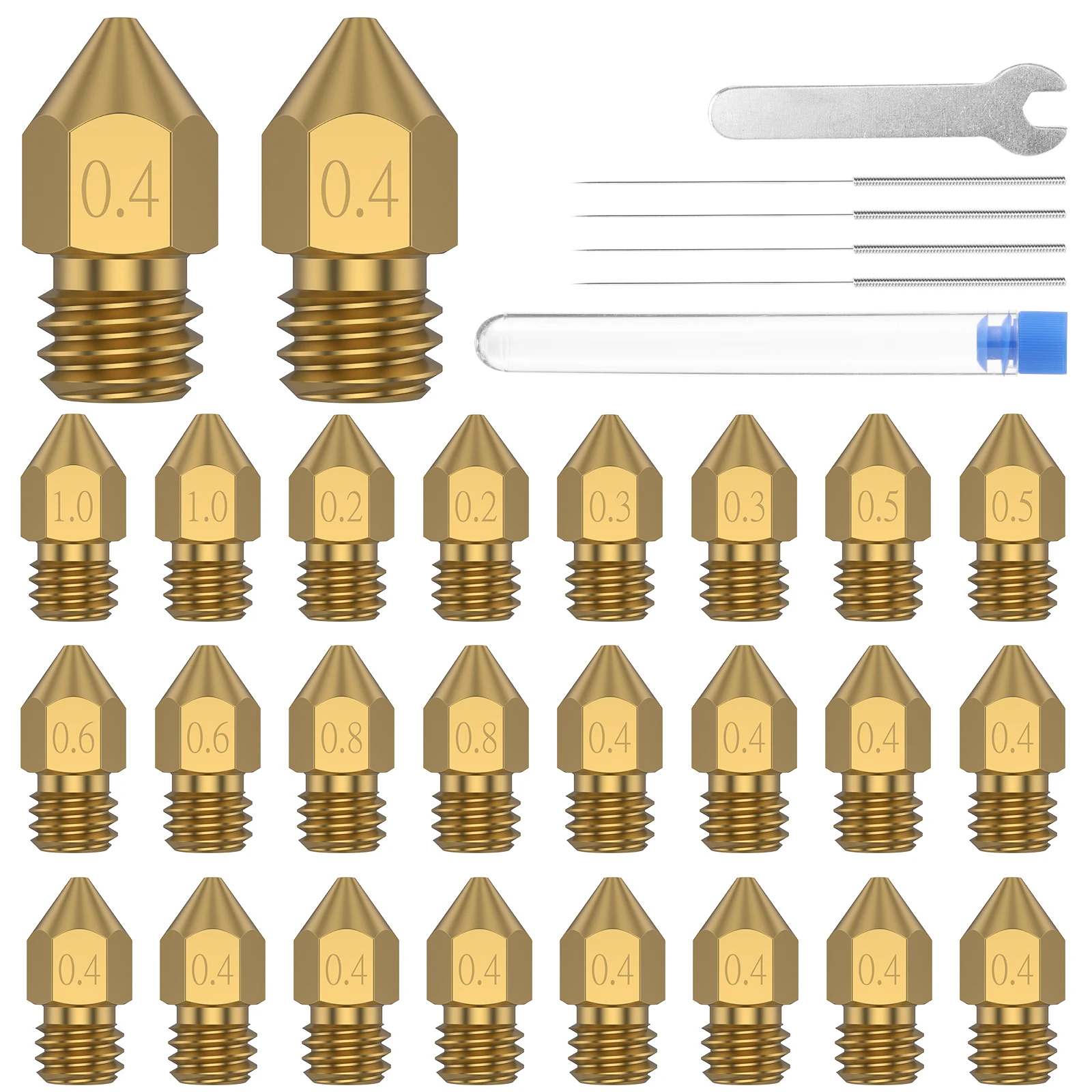 

Brass 3D Printer Nozzles Kit Smooth 3D Printing Nozzles Effective Leak Proof Printing Nozzle Tips 3D Print Nozzles Printer Parts