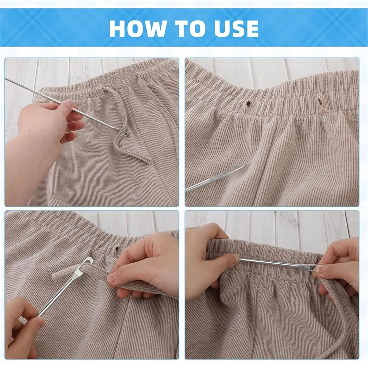 A74U 3 Pcs Drawstring Threader Tool Replacement Sewing Needle Metal Quick Threader Rope Flexible Easy Drawstring Threader