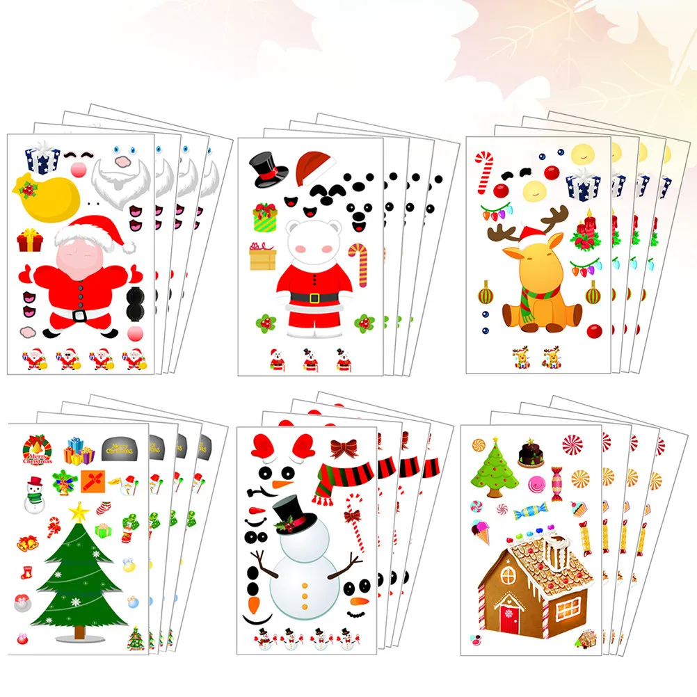 

24Pcs Christmas Face Stickers Creative DIY Scrapbook Decals for Kids Crafts Planner Journal Photo Album Decor Christmas Sticker