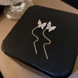 Butterfly Earrings For Women Sparkly Rhinestone Long Tassel Earrings Heart Drop Earrings Wedding Party Jewelry Valentine Gifts