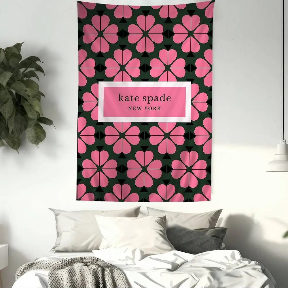 Fashion Brand K-Kate S-Spade Logo Anime Tapestry Hanging Tarot Hippie Wall Rugs Dorm Home Decor