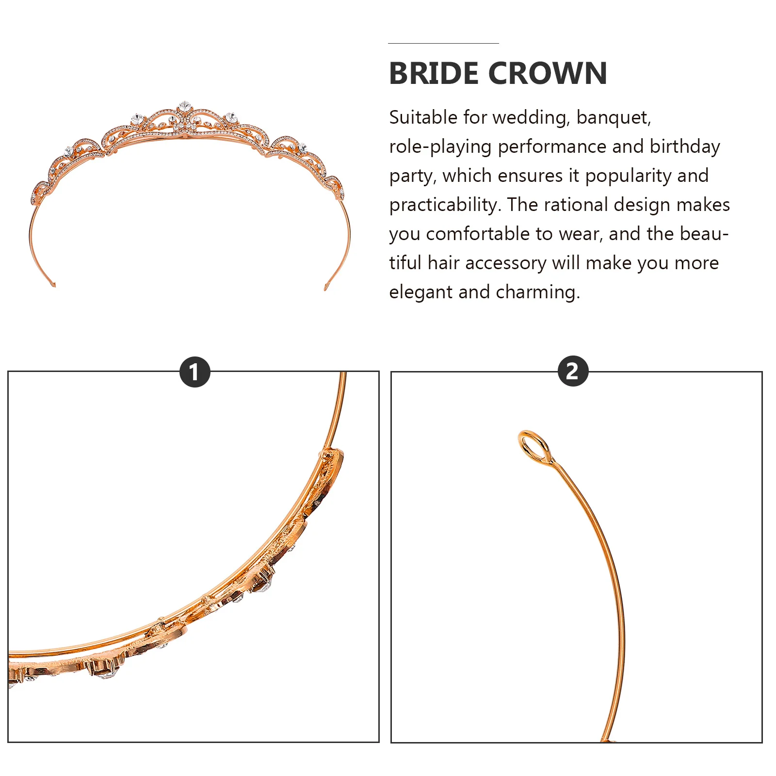 

Wedding Crown Baroque Style Shiny Tiara Bride Headdress Prop Girl Banquet Headwear Wedding Dress Accessory Hair Styling