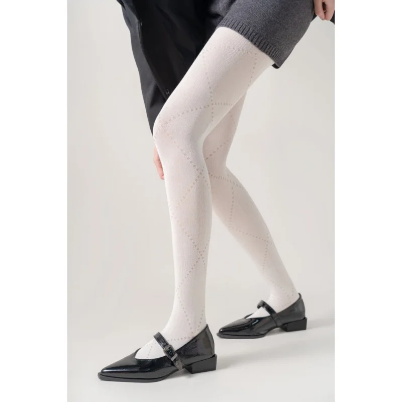 Women's Pantyhose Autumn Winter Hollow Diamond Pattern Hot Girl Style Spring Autumn Medium Thick Coffee Color Leggings