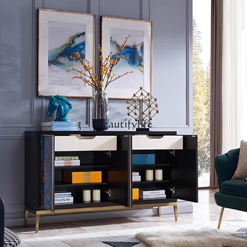 خزانة شرفة فنية فاخرة وحديثة من الخشب الصلب وخزانة جانبية لتناول الطعام وخزانة فندق #3