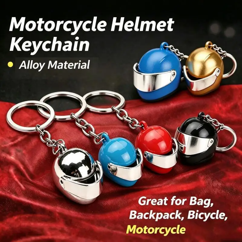 Mini Motorcycle Helmet Keychain With Flipable Visor, Helmet Pendant For Bikers, Multiple Colors Available