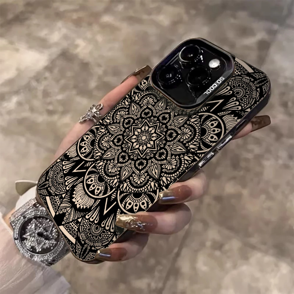 Retro-Ethno-Blumen-Hülle für iPhone 15 16 Pro Max Hüllen iPhone 16 11 12 13 17 ProMax 14 15 16e Plus 8 XS Stoßfeste IMD-Hüllen – Detail 2