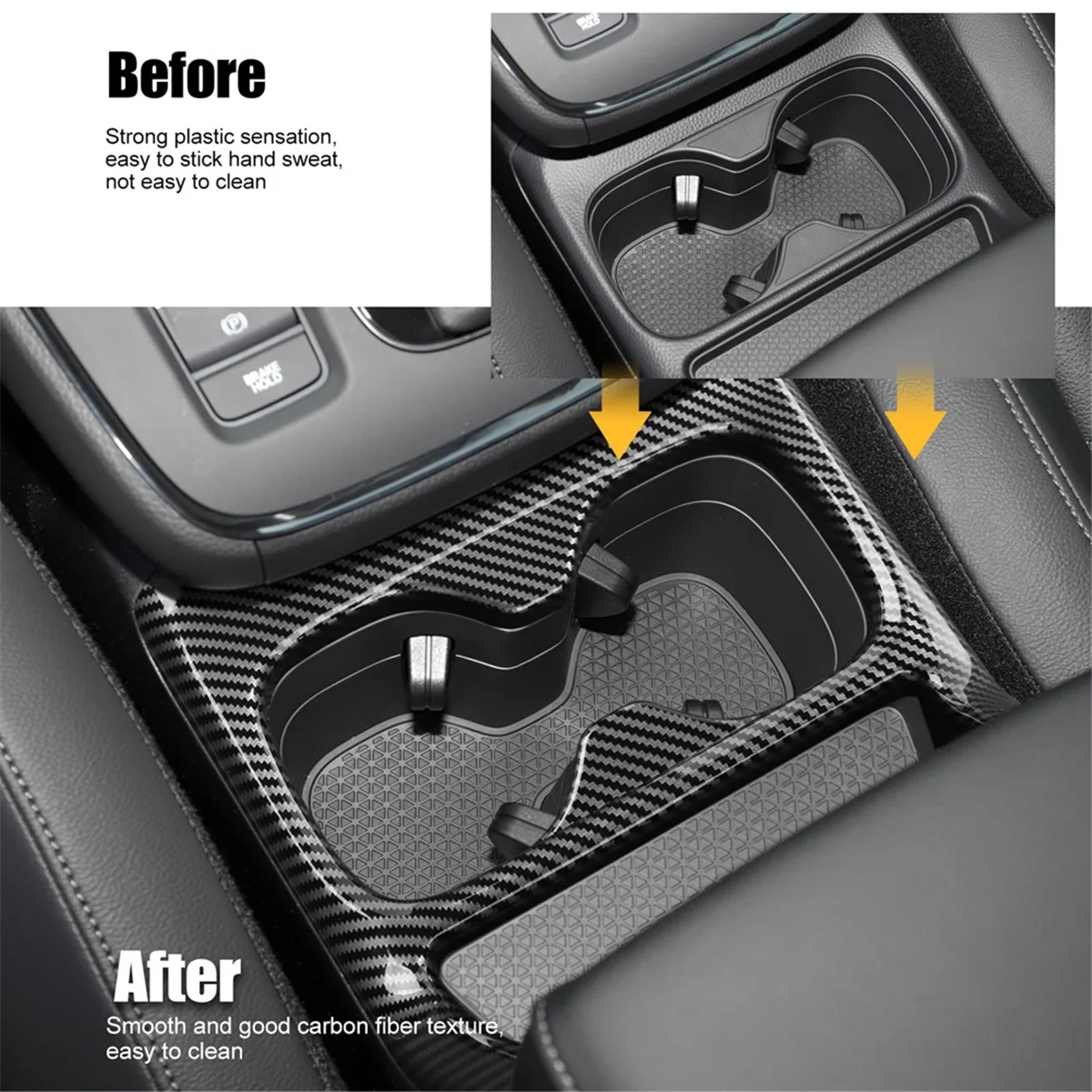 For Honda CRV CR-V 2023 2024 Center Console Cup Holder Panel Cover Trim Interior Accessories - ABS Carbon Fiber