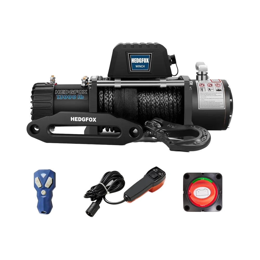 

12V DC 13000lb IP66 Waterproof Electric Power Winch Synthetic Rope Wireless Remote Handheld Corded Switch for Emergency Tool Kit