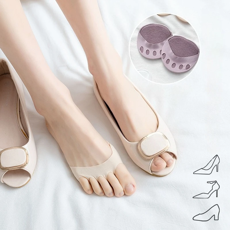 

Women's Thin Invisible Five-finger Socks for High Heels Front Sole Half Palm Metatarsal Forefoot Pad Ball of Cushions