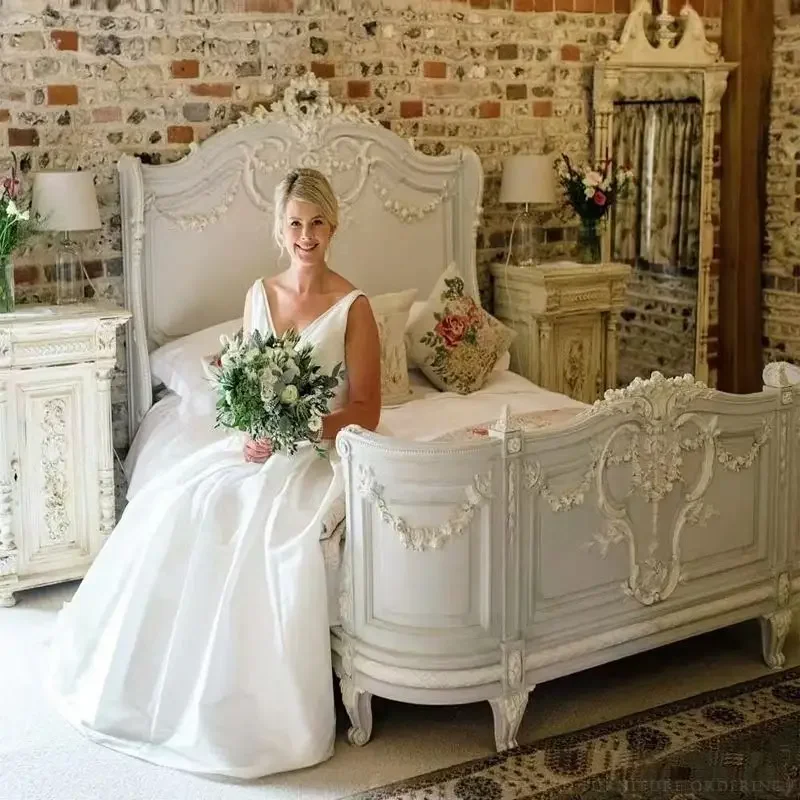 

French high-end carved bed American solid wood bed