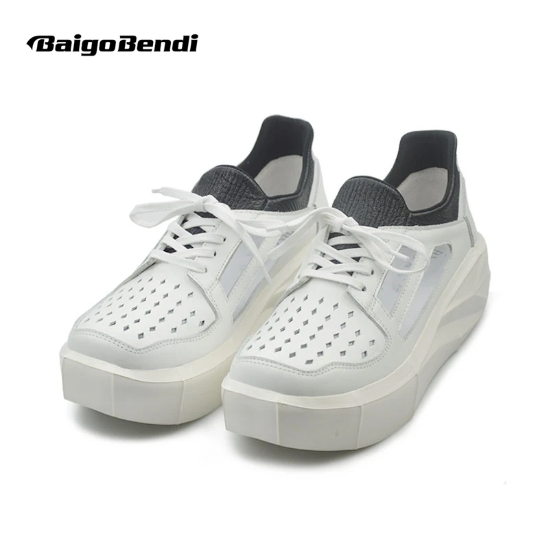 

Thick Soled Leisure Men's Breathable Hollow Holes Travel Shoes Summer Casual Male Men's Invisible Height Increasing Sneakers