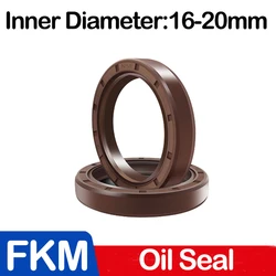 Brown FKM Framework Oil Seal TC Fluoro Rubber Gasket Rings Cover Double Lip with Spring for Bearing ID*OD*THK 16/17/18/19/20MM