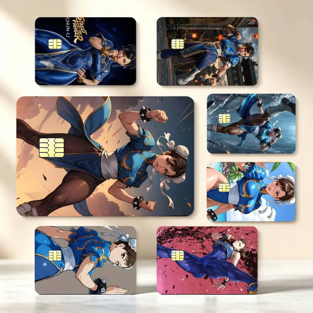 F-Fighting G-Game Street Fighter Chun Li Credit Card Stickers Skin For Bank Debit Decorative Protection Scratch-resistant Gift