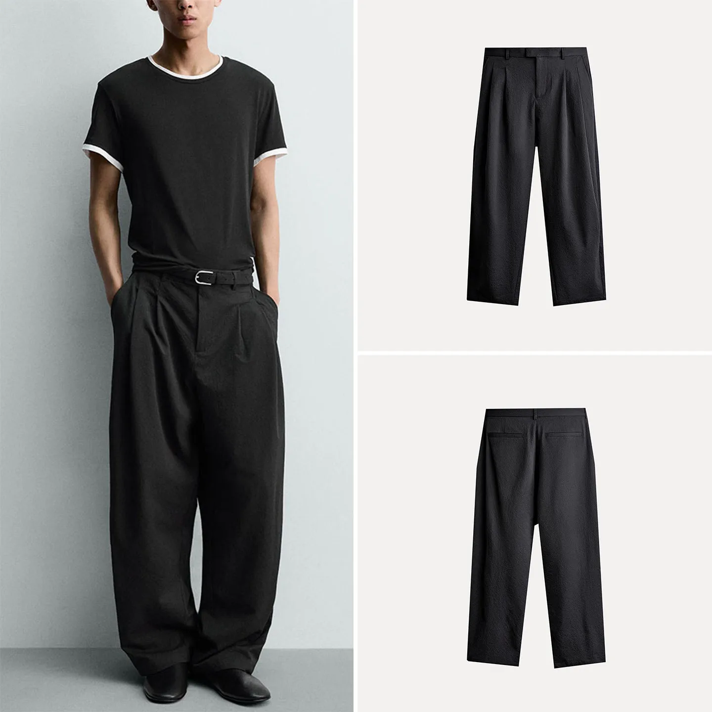 Men's Casual Loose Fit Pants Autumn Fashion Irregular Texture Straight Leg Pants Comfortable Loose Style Men's Fashion