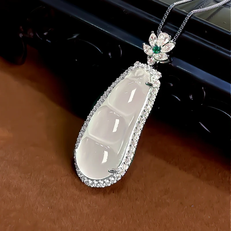 White Jade Marrow Fudou 925 Sterling Silver Pendant Inlaid with High Carbon Diamond Small Design Engagement Jewelry Wholesale