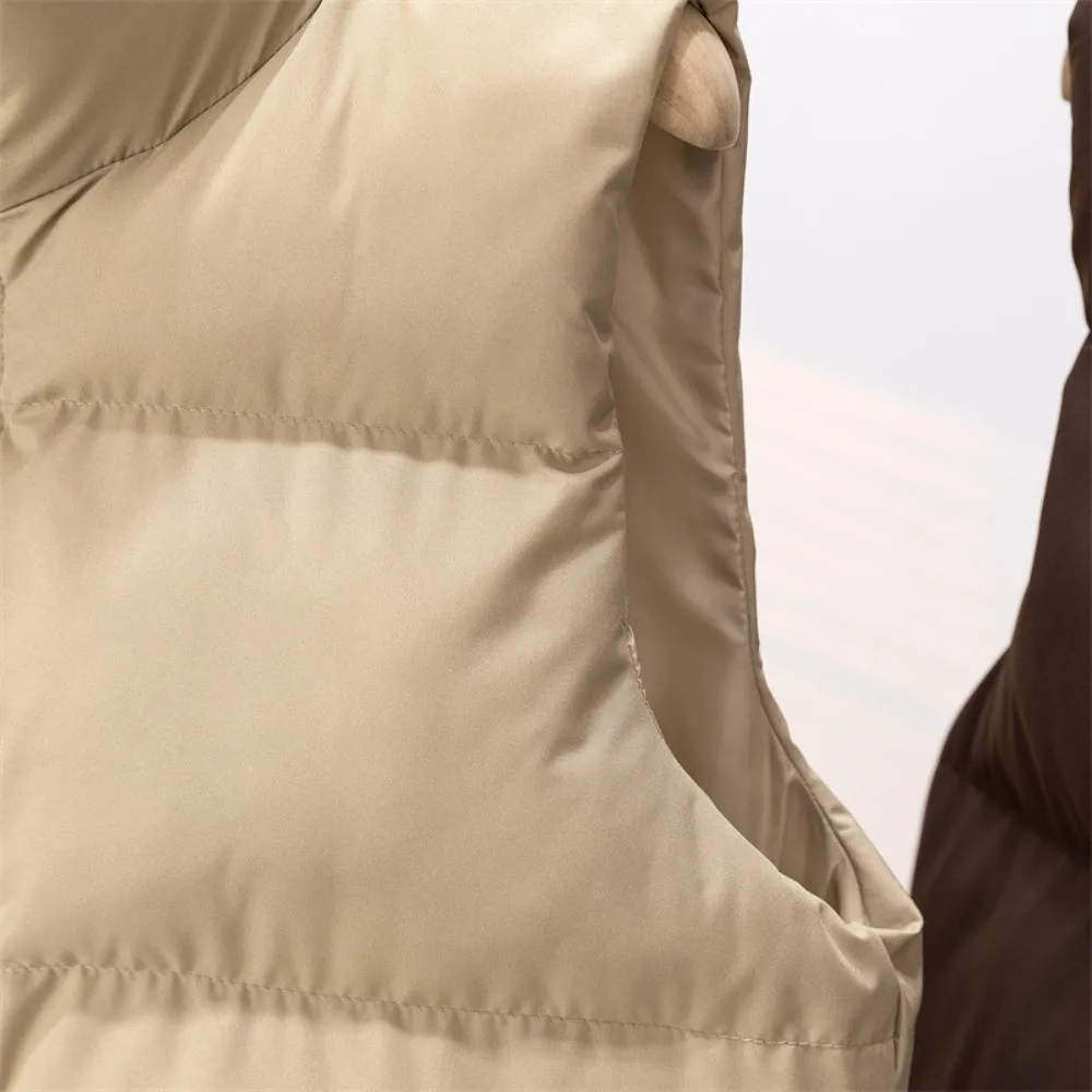 

Модный элегантный женский пуховик, повседневные короткие стеганые куртки с воротником-стойкой, теплые пальто без рукавов, осень-зима