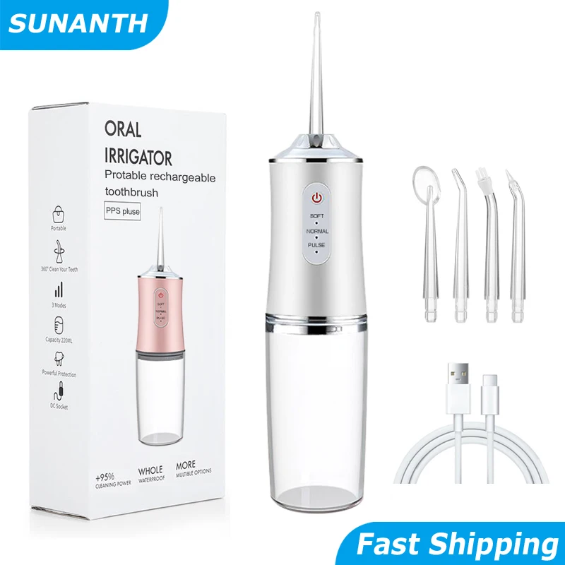 USB Fast Charging Type Oral Irrigator 3 Modes 4 Jet Tips IPX7 Dental Water Flosser Portable Oral IrrigatorMouth Washing Machine