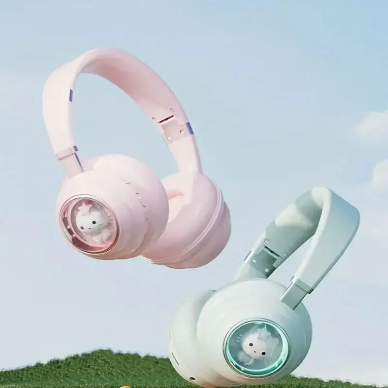 

Macaron Colored Wireless Bluetooth Headphones Cat Space Capsule BT+Wired Dual-Mode Noise Reduction Headset RGB Lighting Earphone