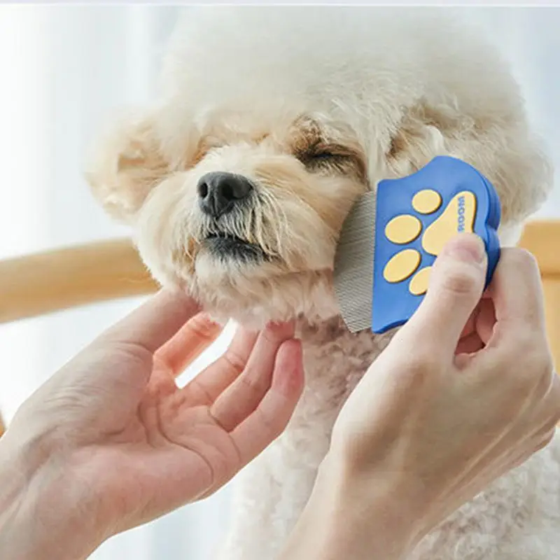 Pocket Dog Comb Fine Tooth Comb With 60-tooth Dog Grooming Supplies Dog Flea Comb Dog Combs For Grooming Matting With Paw Print