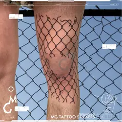 Grid Line Tattoo Waterproof Temporary Tattoo Lasting Fake Tattoo for Woman Men Arm Thigh Tattoo Sexy Net Tattoo Sticker