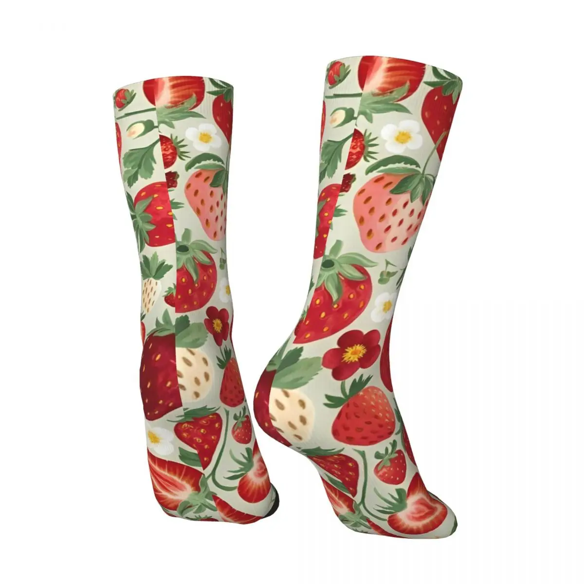 Strawberry And Flower Socks Funny Stockings Men Soft Breathable Outdoor Socks Winter Design Anti Skid Socks