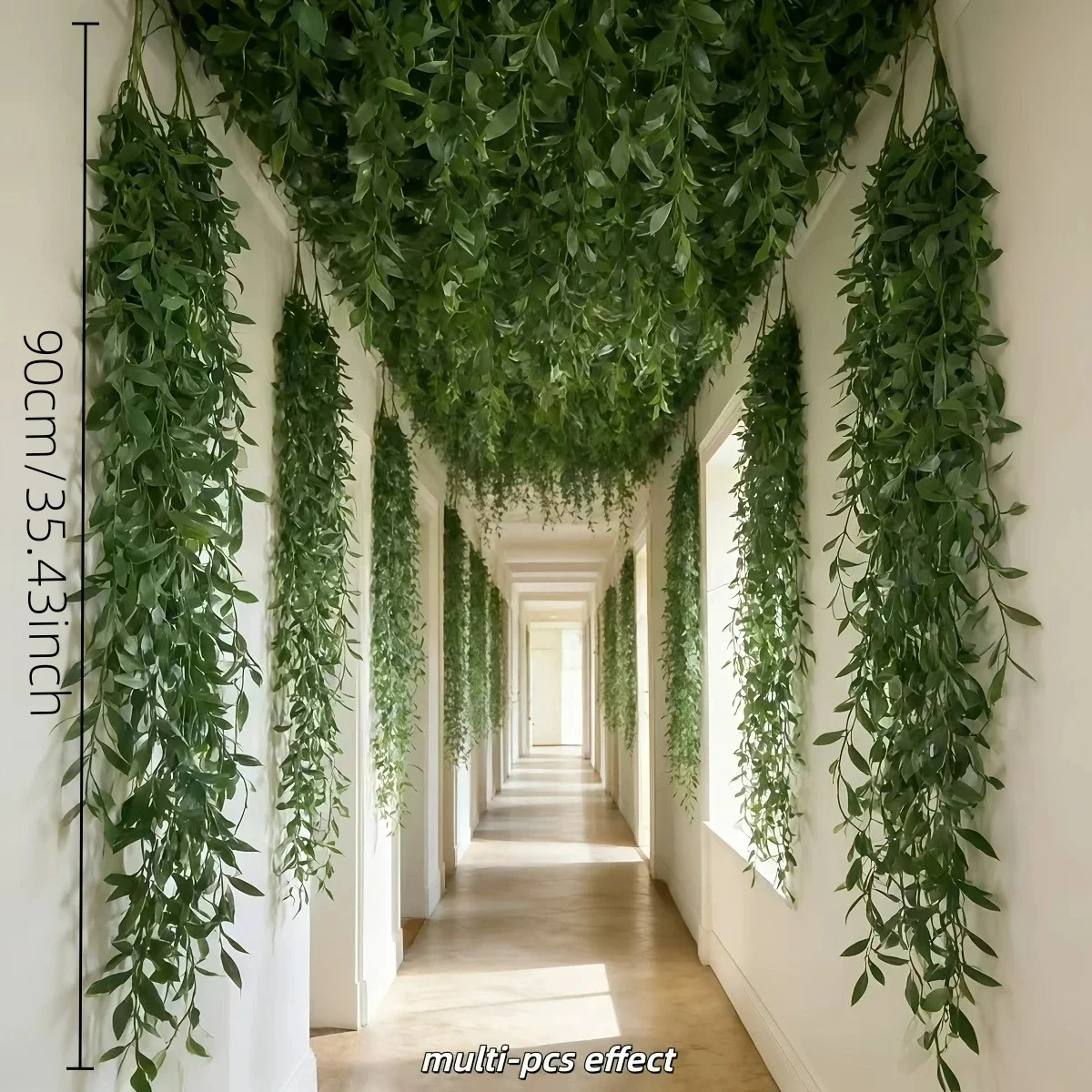 Extra-Long Deluxe Willow Vine Elegant Artificial Greenery, Faux Evergreen Hanging Vine with Dense for Spring Living Room