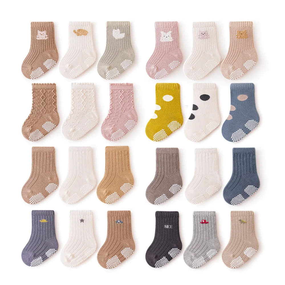 3 pairs Baby floor socks New style baby toddler socks dispensing non-slip children floor socks Category a boneless baby socks