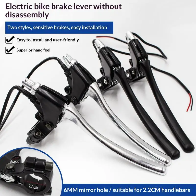 ● Leviers de frein pour vélo électrique, en alliage d'aluminium, gauche et droite, pour vélo électrique et scooter, 1/2 pièces