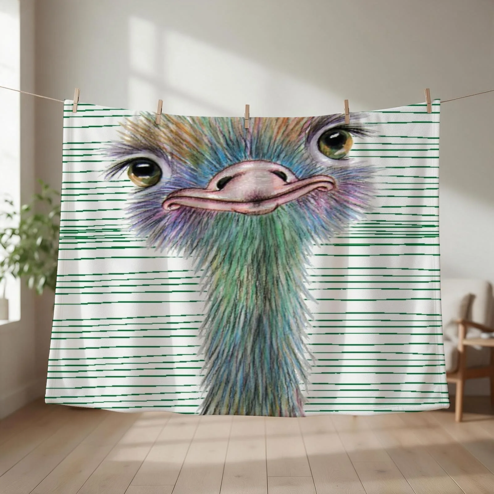 ostrich Throw Blanket Personalized Gift warm for winter Soft Plush Plaid Plaid on the sofa Blankets