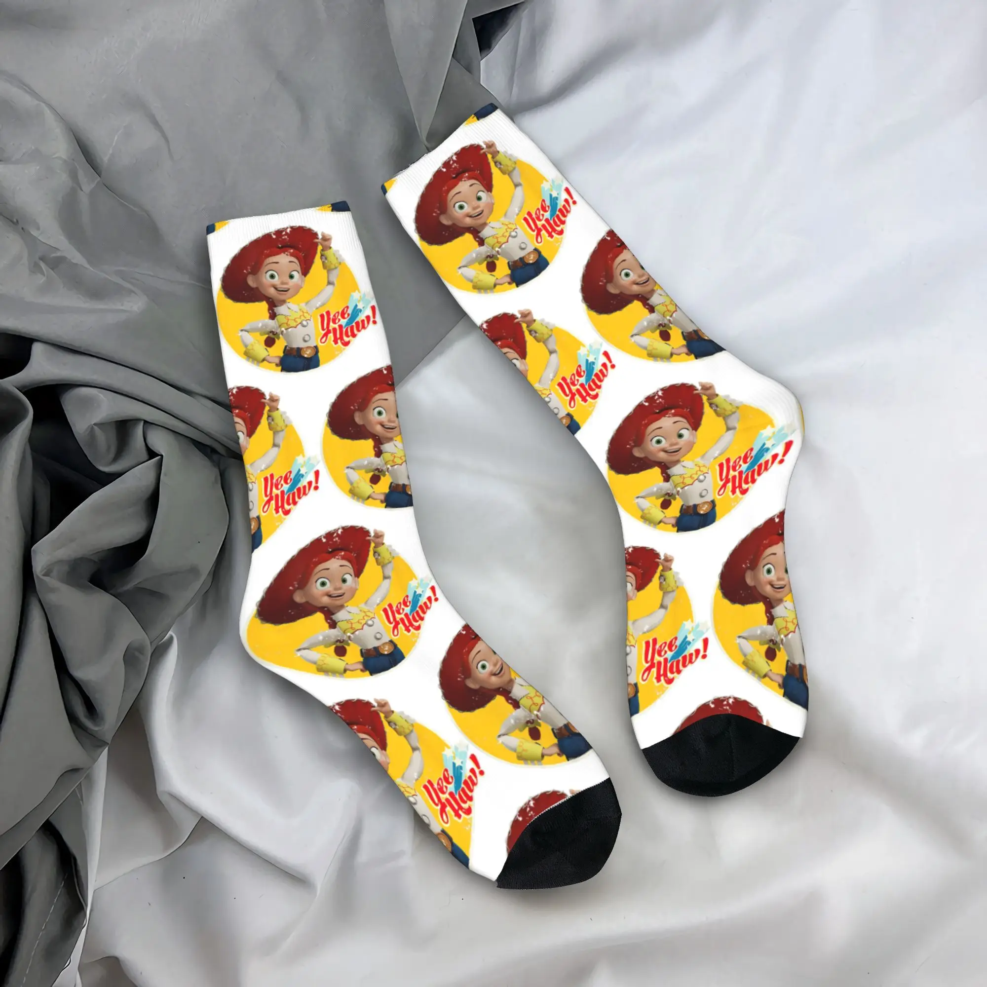 

Cute Jessie Yee Haw Toy Story Socks Men's Women's Funny Happy Socks Hip Hop Spring Summer Autumn Winter Middle Tube Socks Gift
