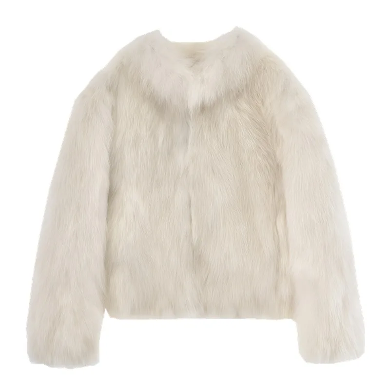 Imitation Fox Fur Grass Coat Women\'s Stand Collar Thickened 2024 New Fur Coat Fashionable And Versatile Winter