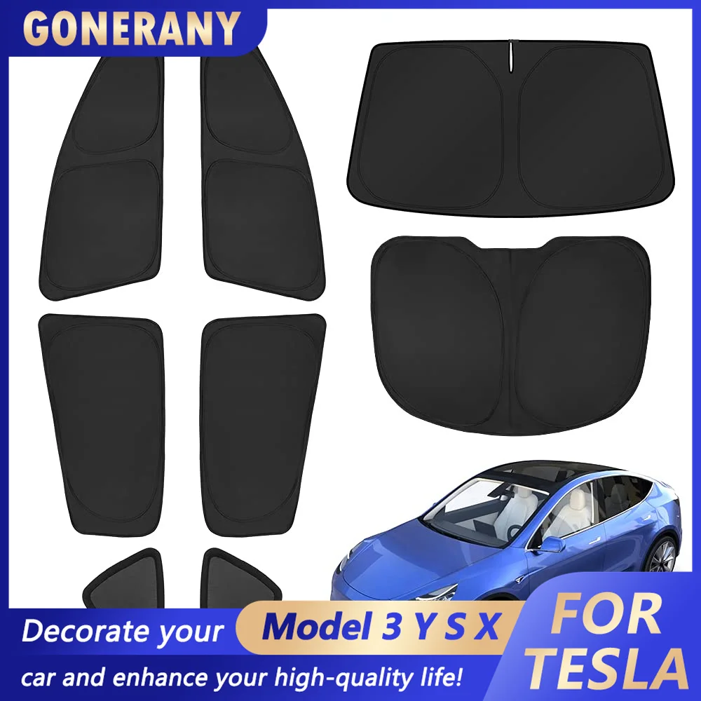 Privacy Sunshade for Tesla Model Y 2020-2023 Accessories Windshield Rear Side Window Full Set Car Sun Shades Blocks UV Rays 8PCS