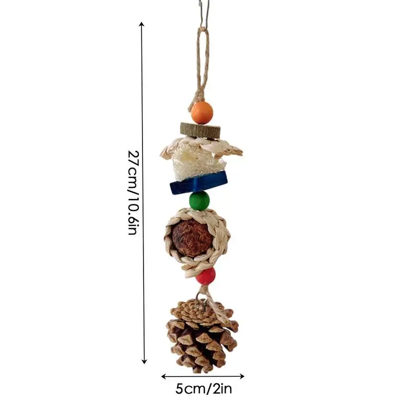 Bird Chewing Toy Bird Beak Grinding Toy With Removable Hook Parrot Cage Bite Toys Wooden for Small and Medium Parrots and Birds