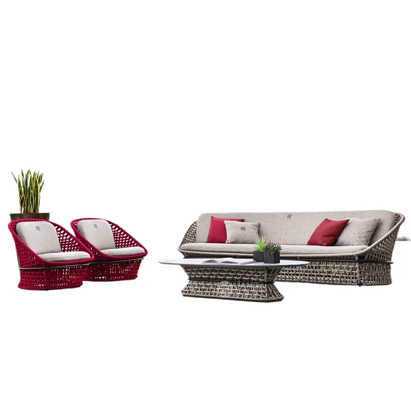 

Outdoor villa courtyard sofa combination garden balcony high backrest rattan chair furniture open-air