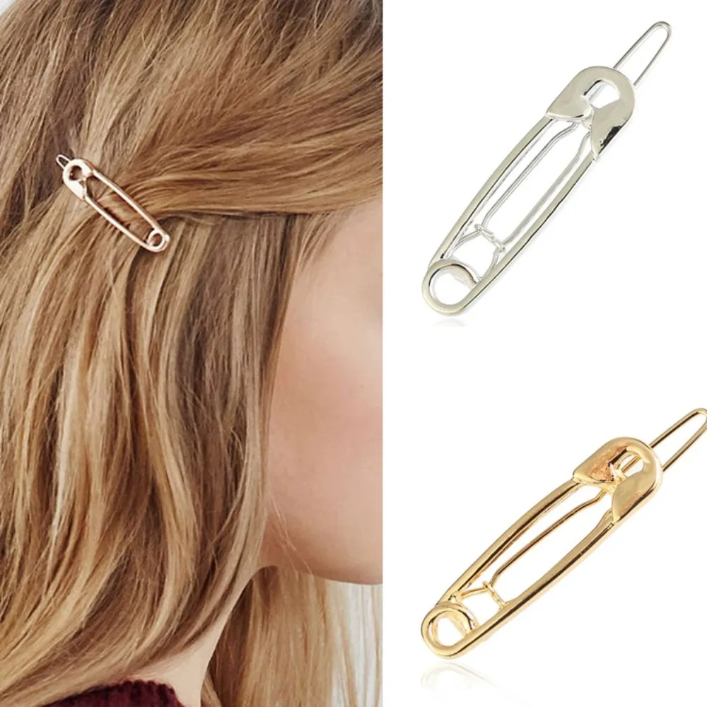 2/4 Pièces Épingles à Cheveux Dorées et Argentées en Forme de Broche, Barrettes de Sécurité pour Femmes et Filles, Accessoires de Coiffure Tendance
