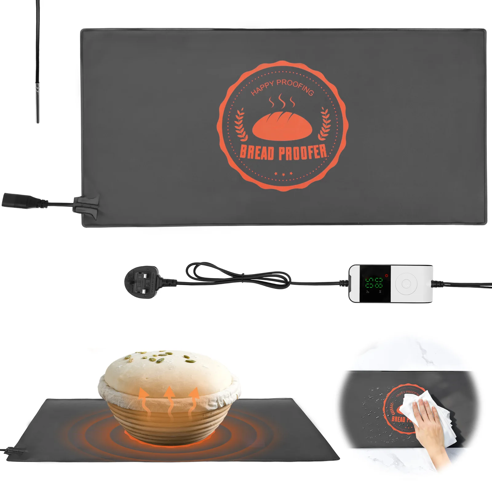 Bread Proofer Warming Mat Sourdough Warming Mat Adjustable Temperature Dough Starter Mat Waterproof Dough Proofer Pad for Baking