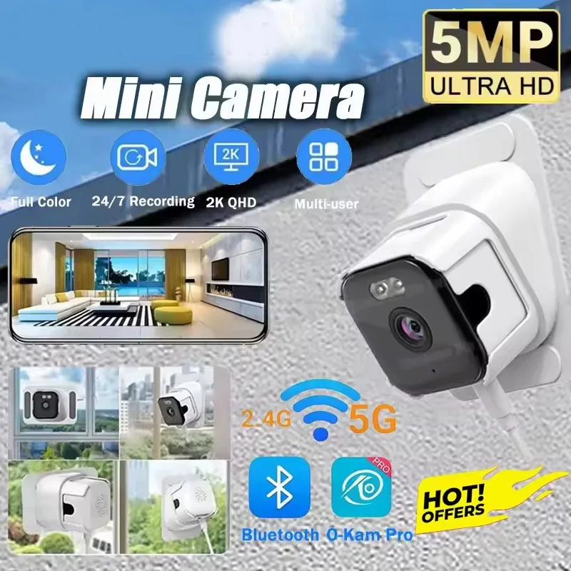 5MP Window Camera 5GHz WiFi Indoor Cameras For Home Security Color Night Vision Motion Detection 24/7 Recording Quick Install