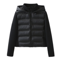 BM&MD&ZA2024 autumn new women's clothing style slim fit patchwork warm hooded cotton jacket long sleeved jacket